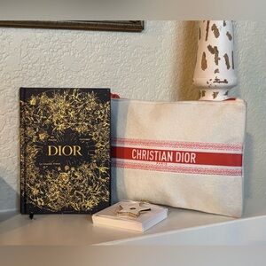 💎 💎DIOR BUNDLE: Dior Cosmetic Pouch, Dior Bag Charm/Keychain, and Dior Notebook